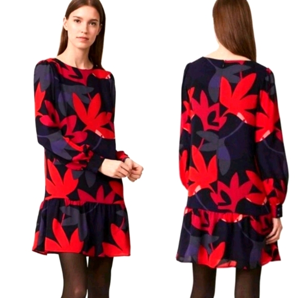 ANN TAYLOR LOFT RED DAY FIT&FLARE DRESS PETITE. - Picture 1 of 8